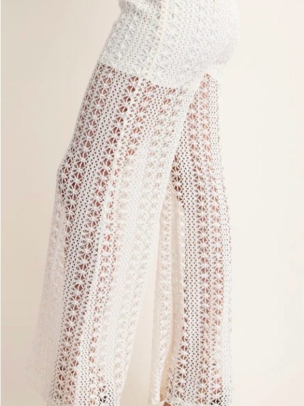 Gigio Airy summer knit pants cream large NEW - Picture 3 of 5